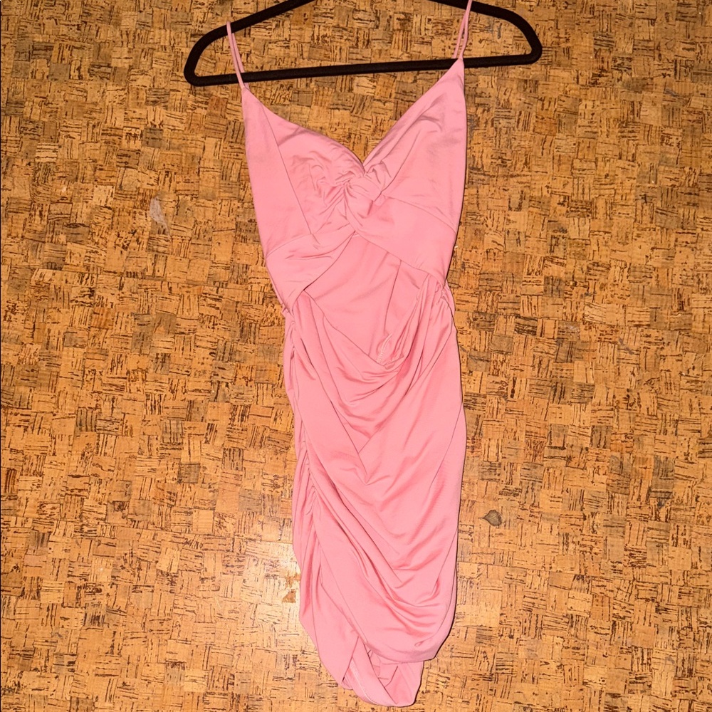 Elegant Pink Ruched Dress